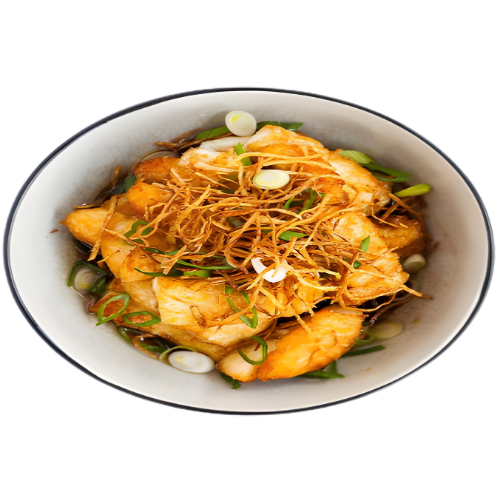 ikan masak halia kicap (fish in ginger soy sauce)