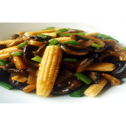 jagung muda & cendawan goreng (stir fried baby corn & mushroom)