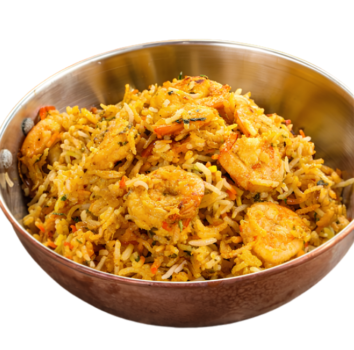 nasi briyani udang (shrimp briyani)